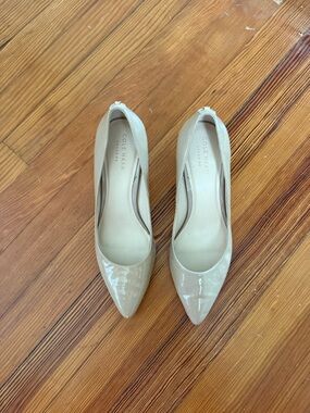 Cole Haan Beige Patent Pointed-Toe Pumps